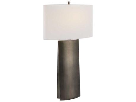Uttermost V-Groove Dark Steel Gray Oval Drum Hardback Buffet Lamp
