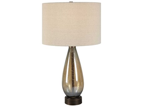 Uttermost Baltic Dark Amber Round Drum Hardback Shade Brown Glass Buffet Lamp