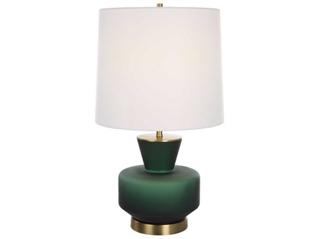 Uttermost Trentino Dark Emerald Green Tapered Round Hardback Glass Buffet Lamp