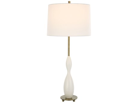 Uttermost Annora Glossy White Round Hardback Buffet Lamp