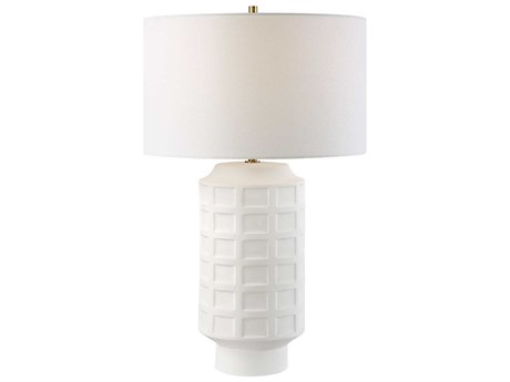 Uttermost Window White Round Drum Hardback Buffet Lamp