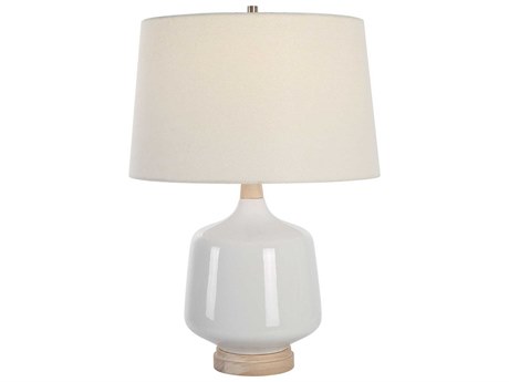 Uttermost Opal White Round Hardback Shade Table Lamp