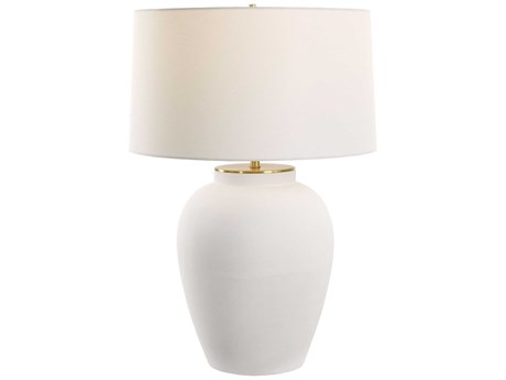 Uttermost Adelaide Chalk White Round Hardback Buffet Lamp