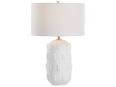 Uttermost Emerie Chalk White Round Hardback Buffet Lamp