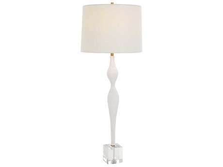 Uttermost Helena Chalk White Round Drum Hardback Buffet Lamp