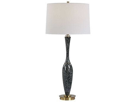 Uttermost Remy Polished Black Round Drum Hardback Buffet Lamp