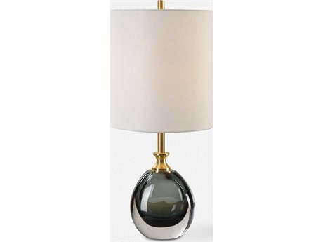 Uttermost Enigma Smoky Teal Blue Round Hardback Table Lamp
