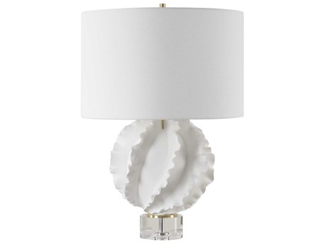 Uttermost Saylor Satin White Round Hardback Buffet Lamp