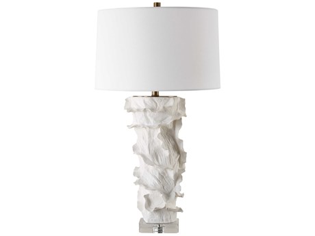 Uttermost Wisp Satin White Round Hardback Buffet Lamp