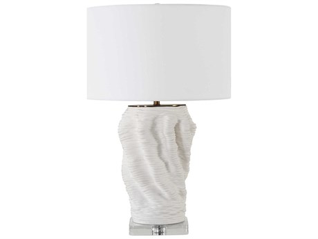 Uttermost Stratified Matte White Round Hardback Buffet Lamp