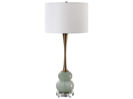 Uttermost Sanctuary Round Drum Hardback Green Buffet Lamp