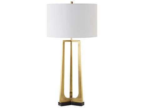 Uttermost Crossroads Antique Brass Round Drum Hardback Buffet Lamp