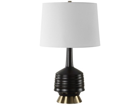 Uttermost Foster Textured Black Round Hardback Buffet Lamp