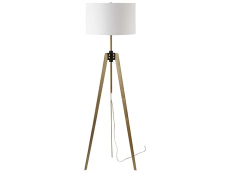 Uttermost Anchorage Antique Brass Round Drum Hardback Floor Lamp