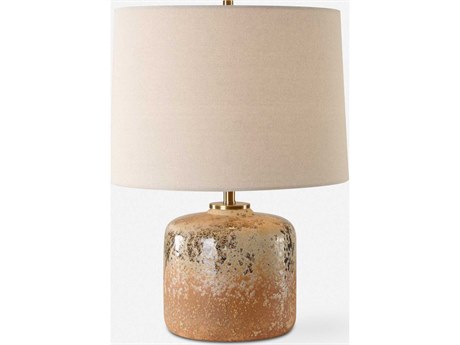 Uttermost Canyon Chocolate Tan Round Hardback Brown Table Lamp