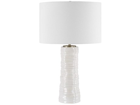 Uttermost Pavlova Glossy White Round Drum Hardback Buffet Lamp