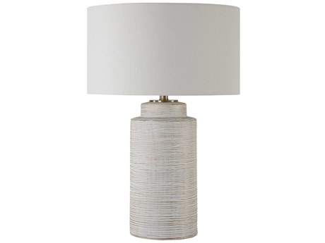 Uttermost Crimp Distressed Ivory Round Hardback White Buffet Lamp