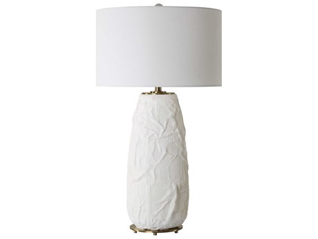 Uttermost Vida Chalk White Round Drum Hardback Buffet Lamp