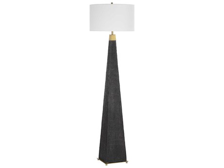 Uttermost Lathey Burned Wood Black Floor Lamp