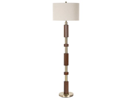 Uttermost Stacked Wood Brass Floor Lamp