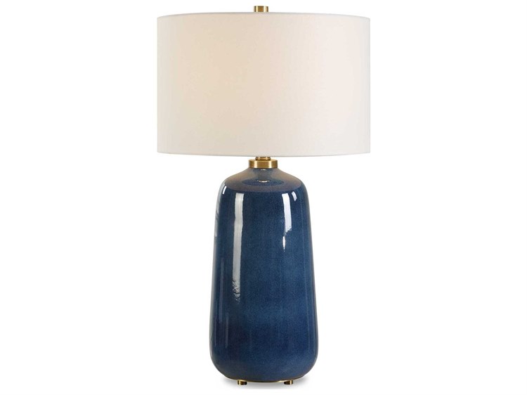 Photos - Floodlight / Street Light Uttermost Brae Deep Blue Drum Hardback Buffet Lamp 30566 