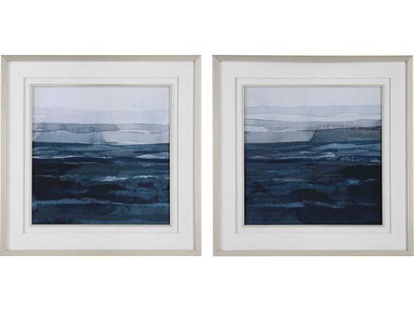 Uttermost Rising Blue Printed Wall Art Set of 2