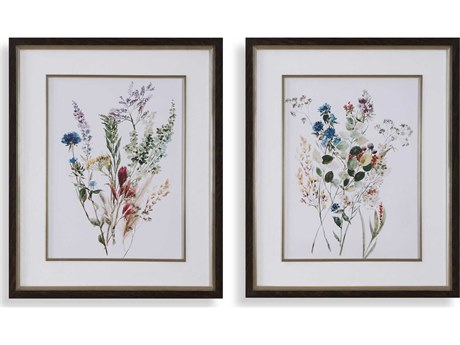 Uttermost Delicate Flowers Framed Prints Set of 2