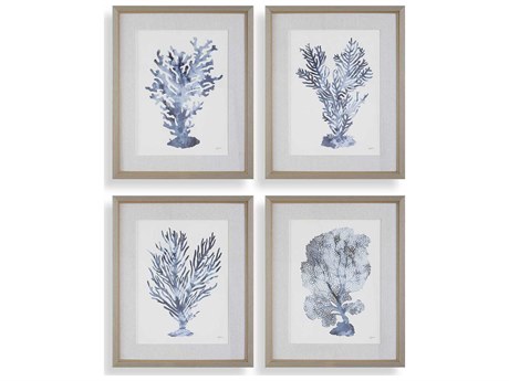 Uttermost Shibori Coral Framed Prints Set of 4