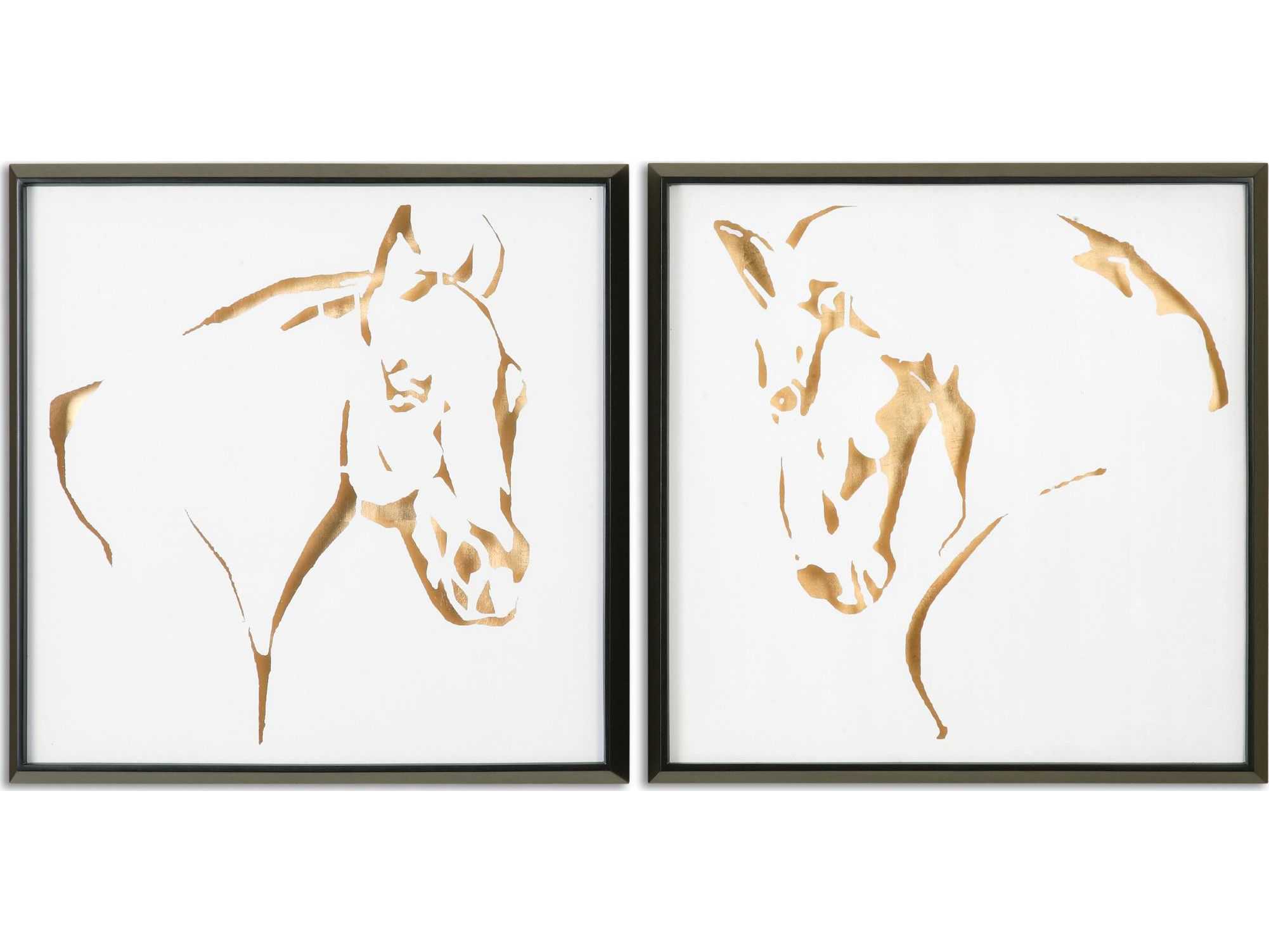 Uttermost Golden Horses Framed Wall Art (2 Piece Set) UT34302