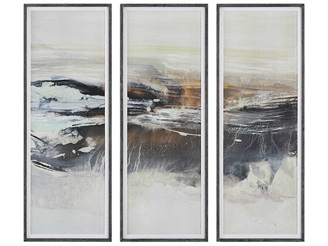 Uttermost Graphite Dark Espresso Framed Prints Wall Aart Set of 3