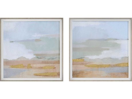 Uttermost Abstract Coastline Framed Print / Painting Set of 2