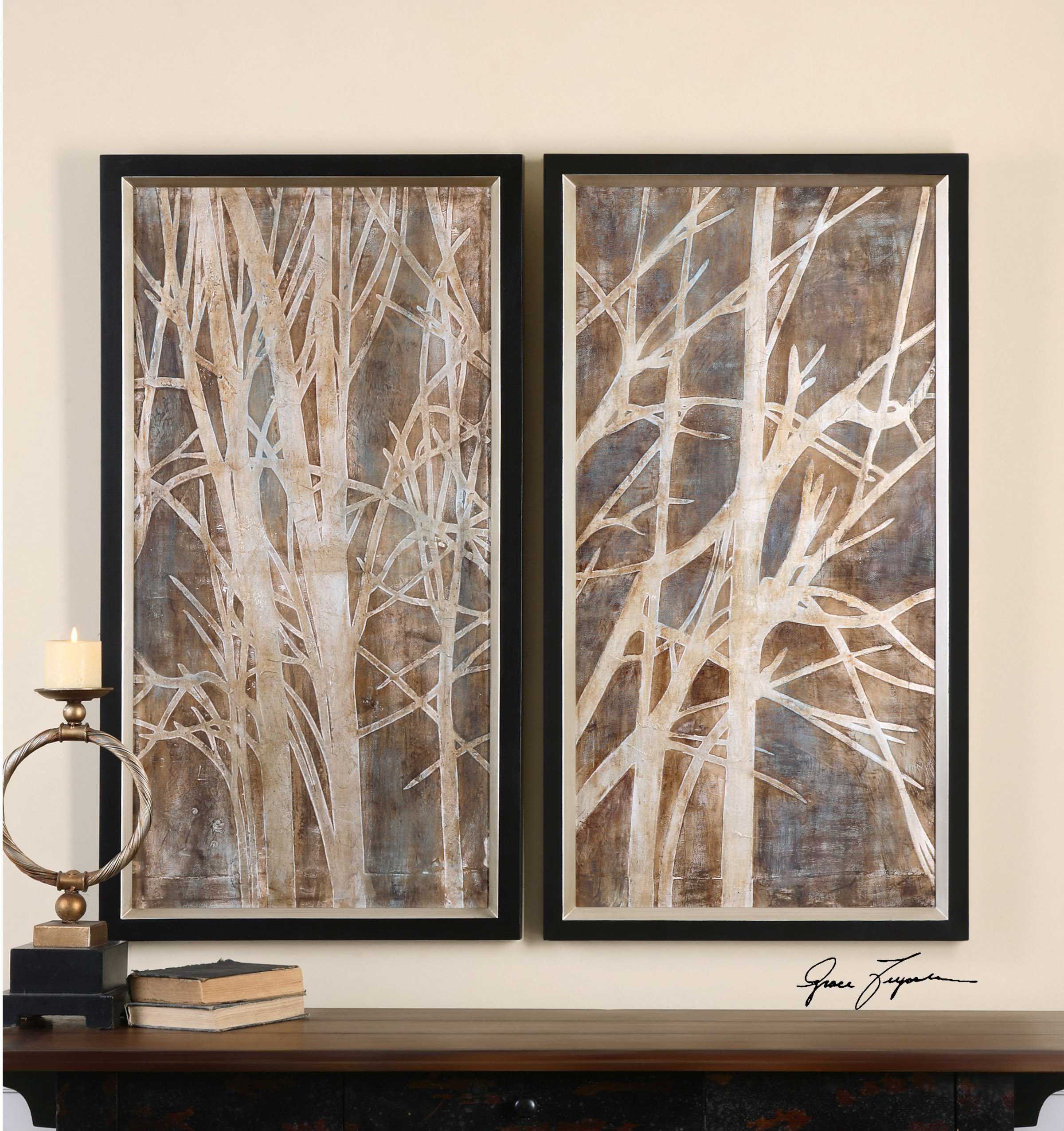 Uttermost Twigs Hand Painted Wall Art (2 Piece Set) | UT41543