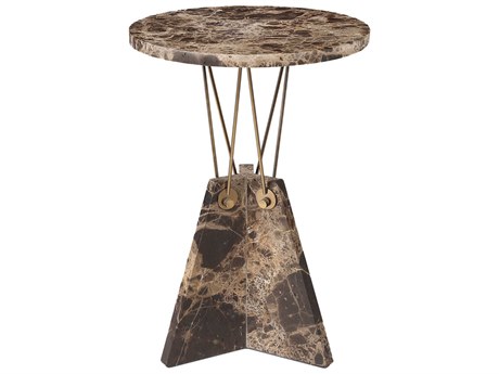 Uttermost Levitate Round Emperador Brown Marble End Table