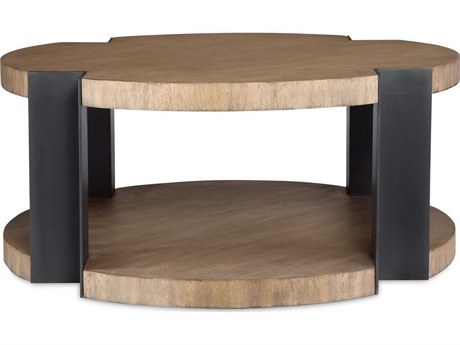 Uttermost Loana Round Wood Matte Black Brown Coffee Table