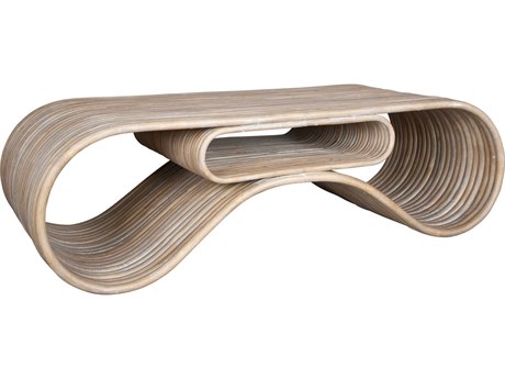 Uttermost Montrose Rectangular Rattan Whitewash Coffee Table
