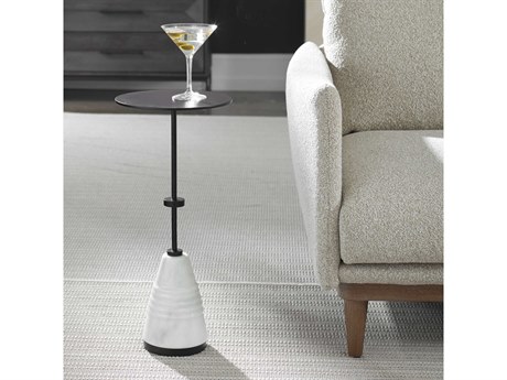 Uttermost Kincaid Round Metal Black White End Table