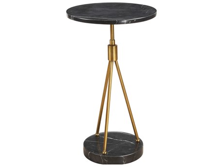 Uttermost Rosston Round Marble Black Brass End Table
