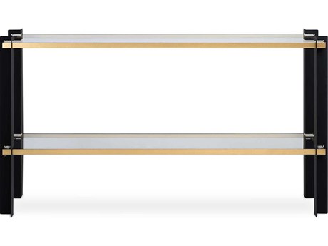 Uttermost Cunene Rectangular Glass Matte Black Gold Leaf Console Table