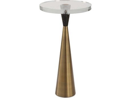 Uttermost Holton Round Clear Brushed Brass End Table