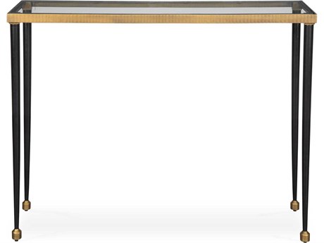 Uttermost Stiletto Rectangular Glass Antique Gold Black Console Table
