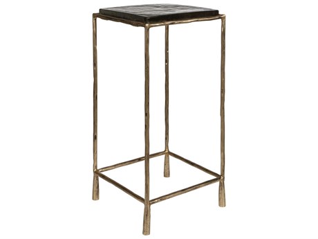 Uttermost Ovard Square Glass Richly Antiqued Gold End Table