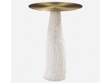 Uttermost Hollen Round Metal Gold White End Table