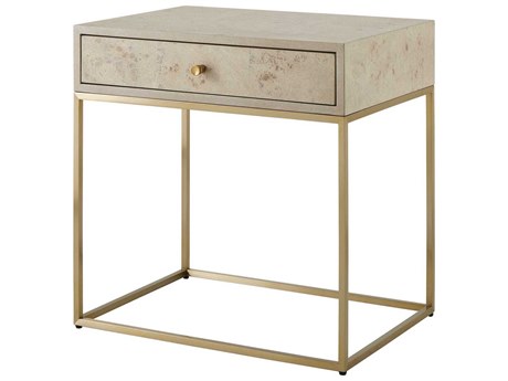 Uttermost Pembrook Rectangular Wood Brushed Brass End Table