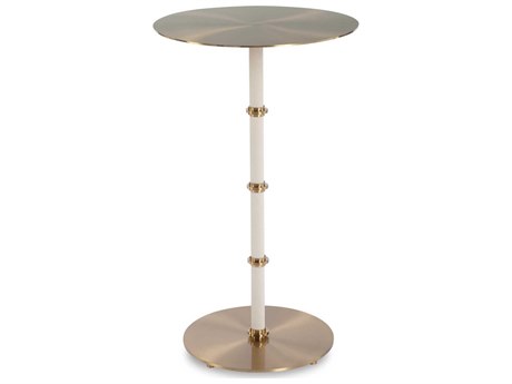 Uttermost Cyprus Round Metal Brass White End Table