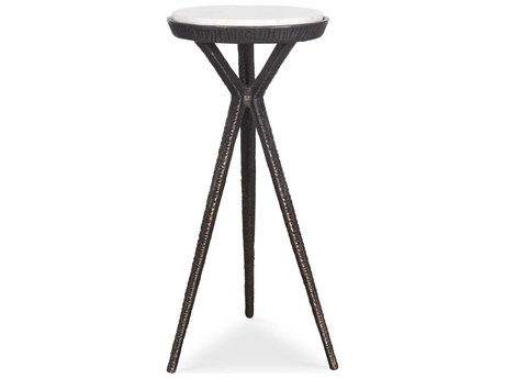 Uttermost Tilton Round Marble Dark Bronze White End Table