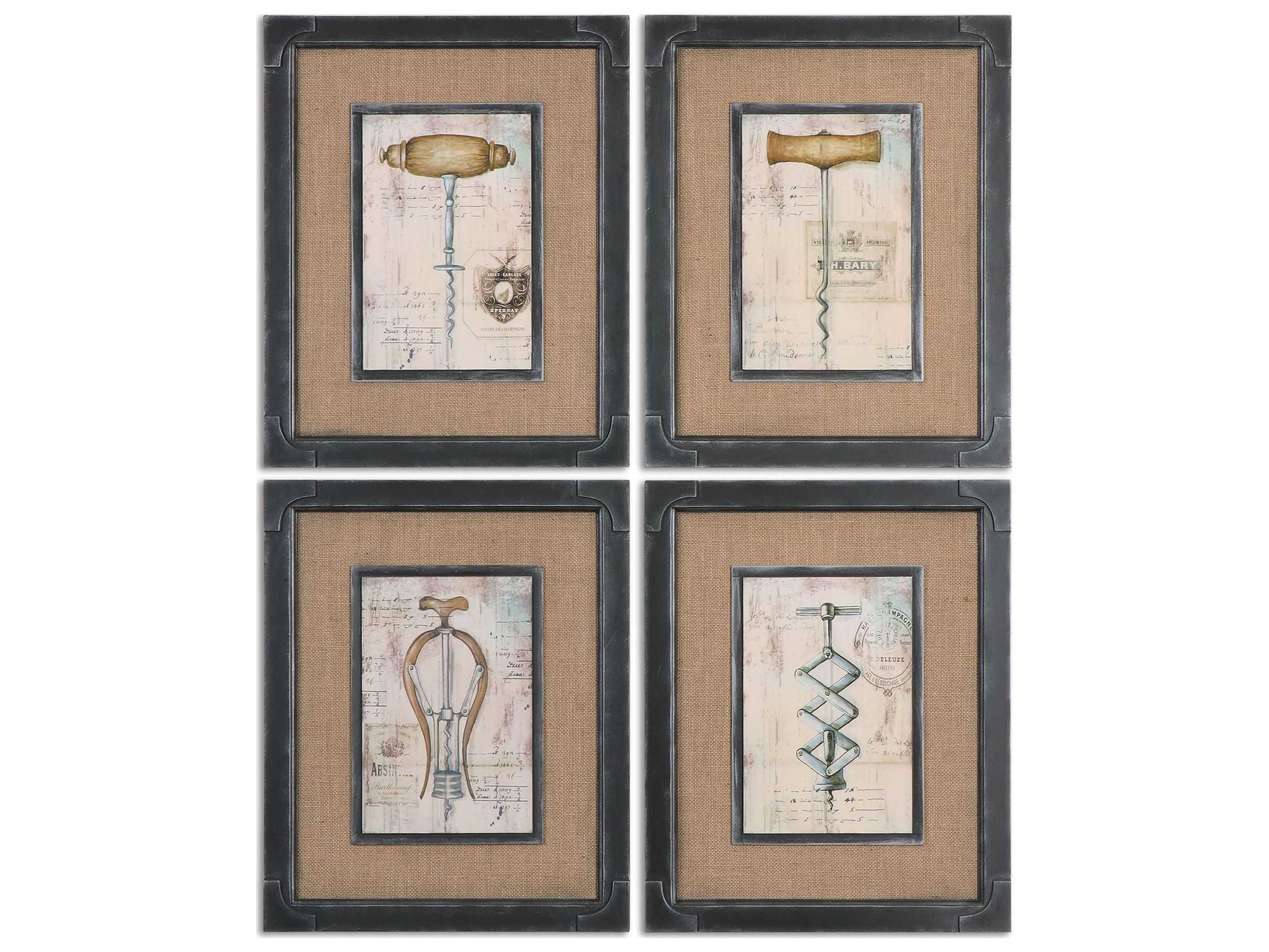 Uttermost Antique Corkscrews Vintage Wall Art (4 Piece Set) UT55029
