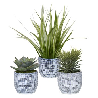 Uttermost Puebla Blue / White Botanical Set of 3