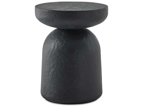 Uttermost Outdoor Hurlle Black Slate Concrete Round End Table