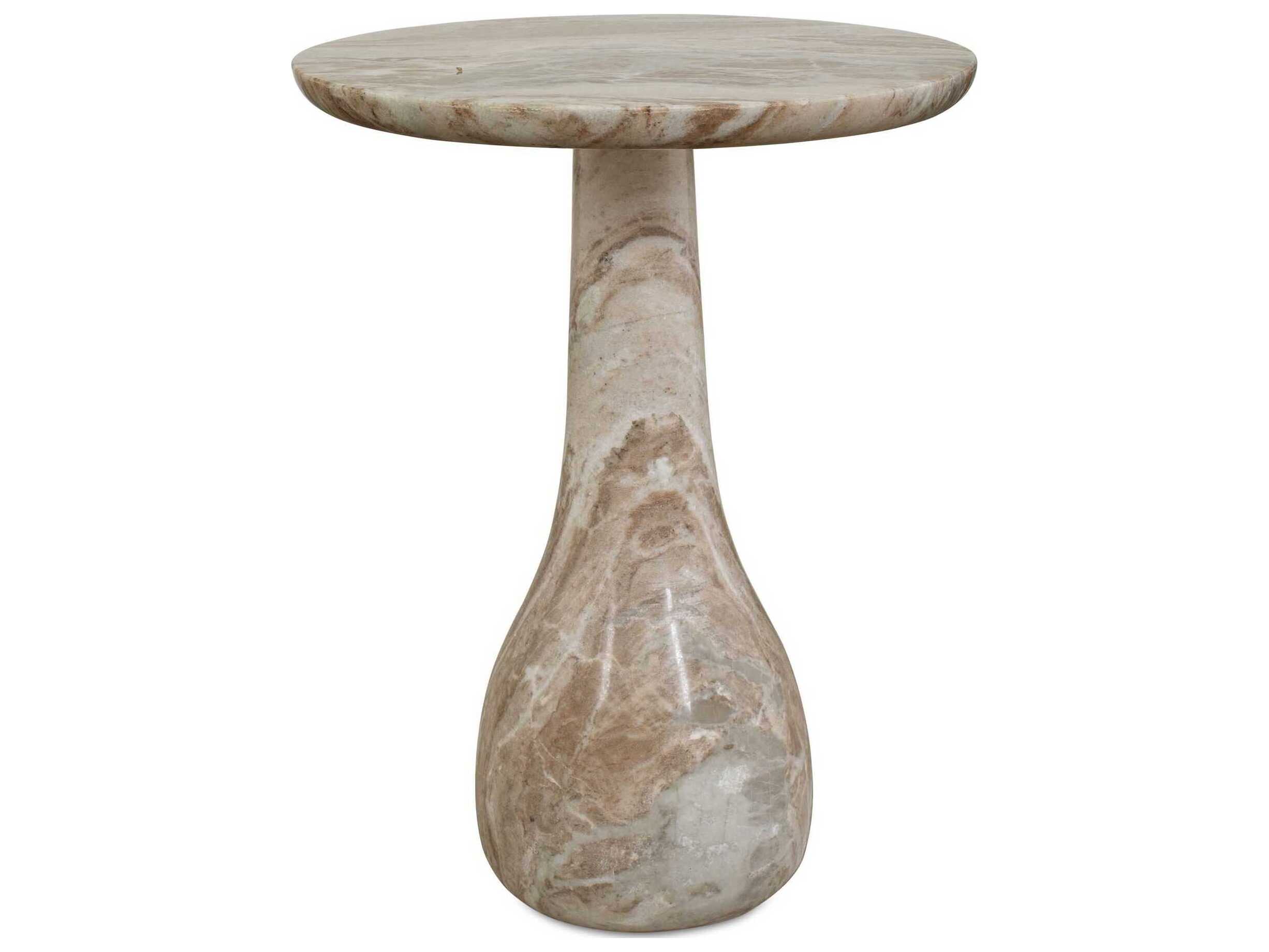 Lena Modern Classic Brown Marble Round Outdoor Accent Table