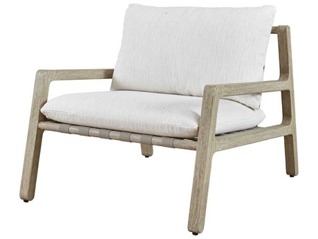 Uttermost Outdoor Strapped Gray Wood Cushion Lounge Chair